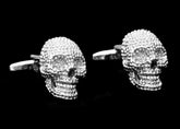 Silver Skulls Circles Mens Stainless Steel Square Cufflinks for Shirt with Box - Hand Crafted Perfect Gift